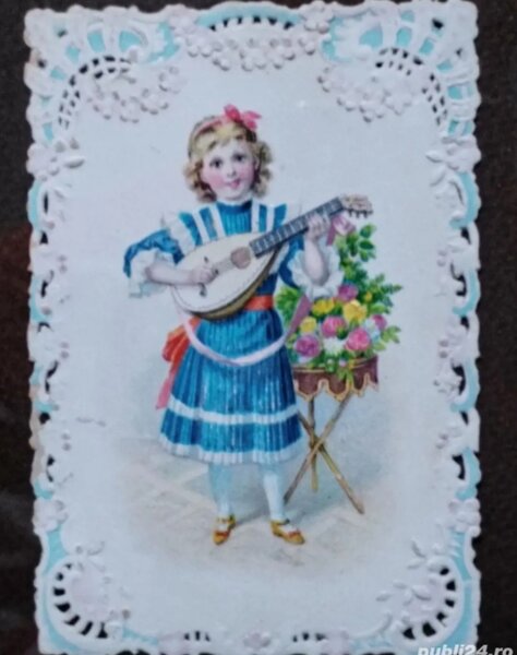 Tablou victorian cu cromolitografii embosate