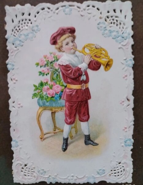 Tablou victorian cu cromolitografii embosate