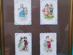 Tablou victorian cu cromolitografii embosate